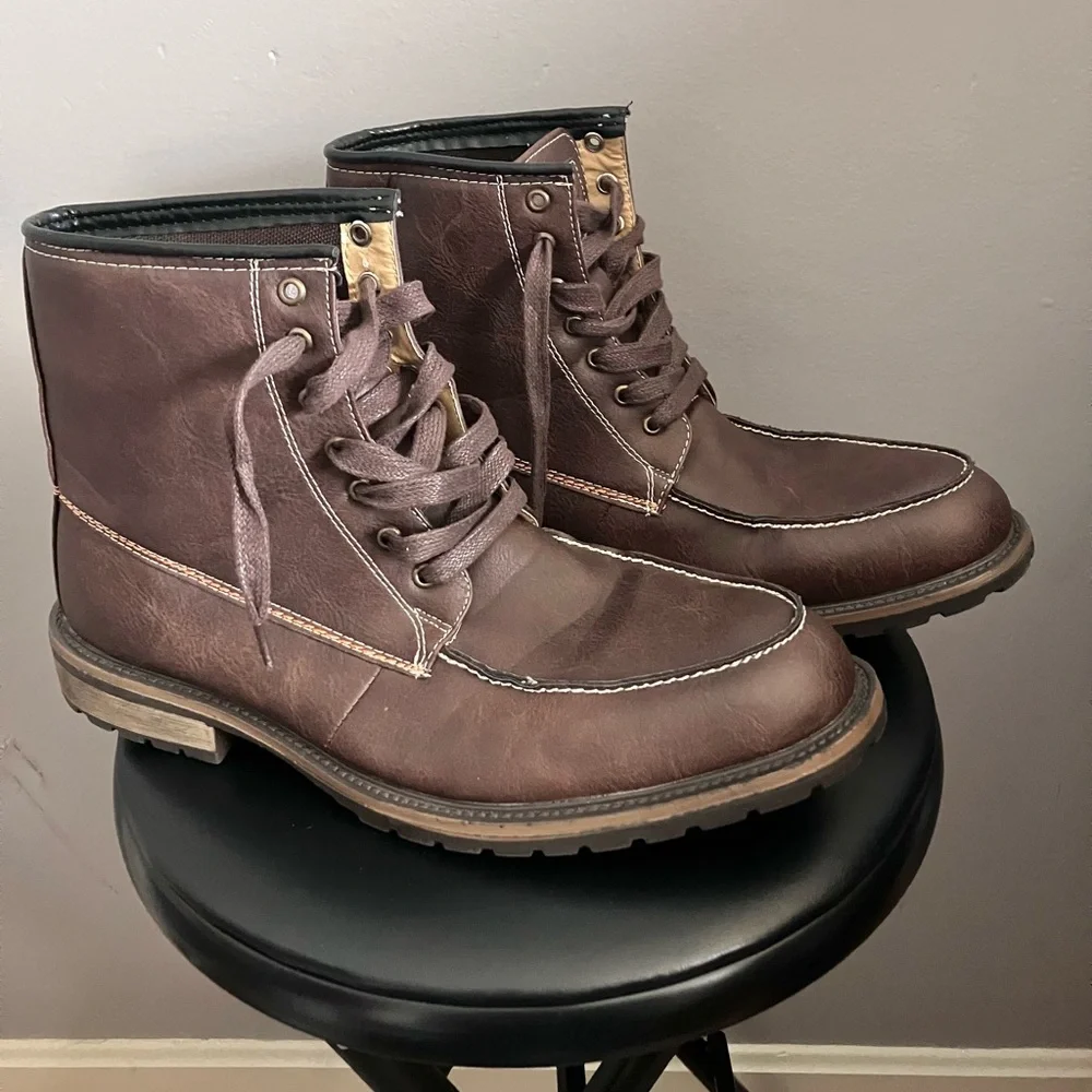 Hawke & Co Men's Brown Lace-Up Moc Toe Boots Size 10.5 Casual Outdoor Work NWOT